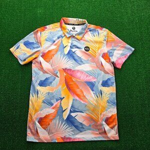 Duvin Polo Shirt Mens Medium Multicolor Short Sleeve Tropical Golf Beach Casual